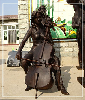 life size lady playing cello for decor